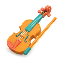 3D violin icon in airbnb style