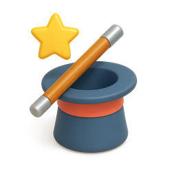 3D magic hat icon