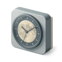 3D clock icon with moon face